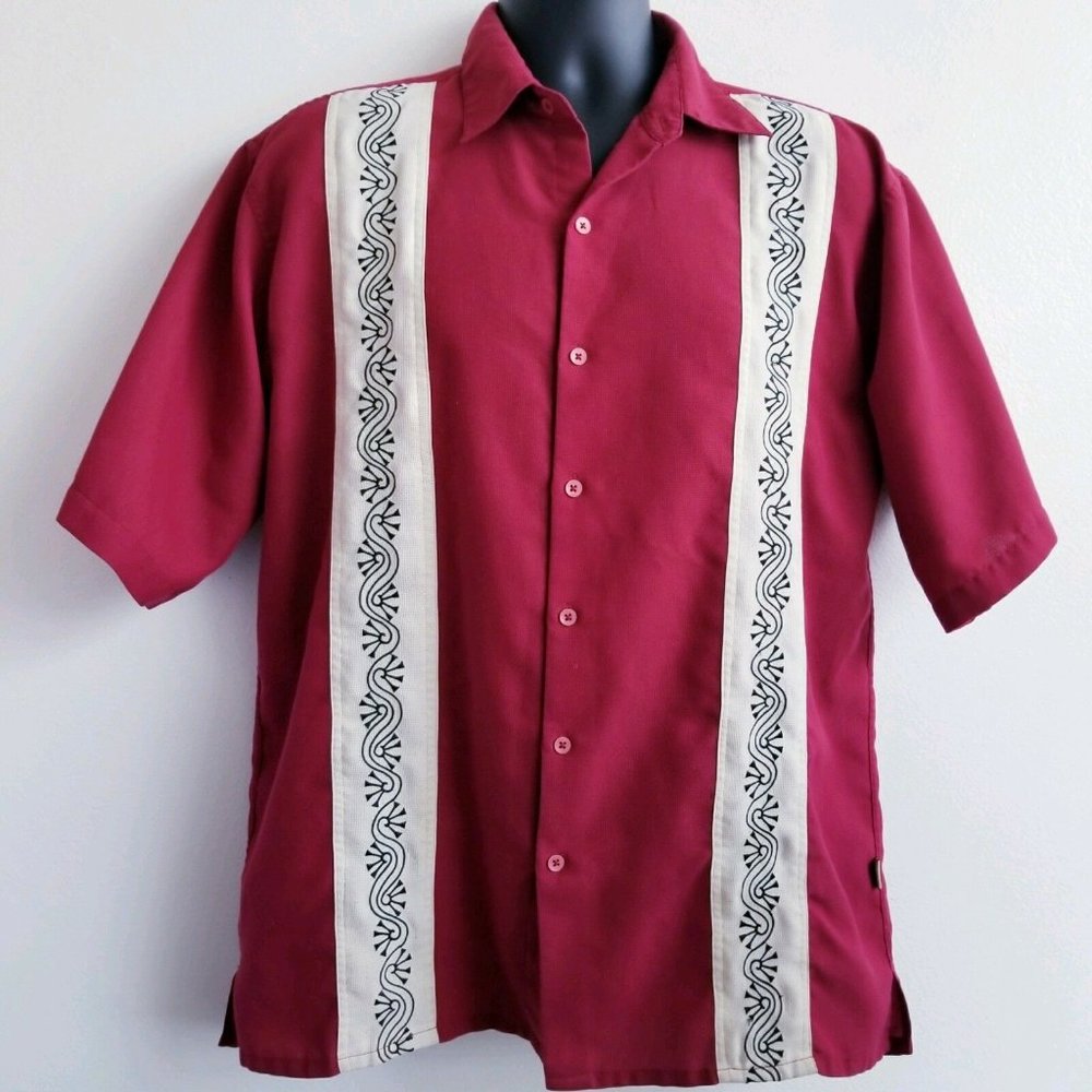 CABANA by CDF Maroon Button Up Shirt Bowling Shirt